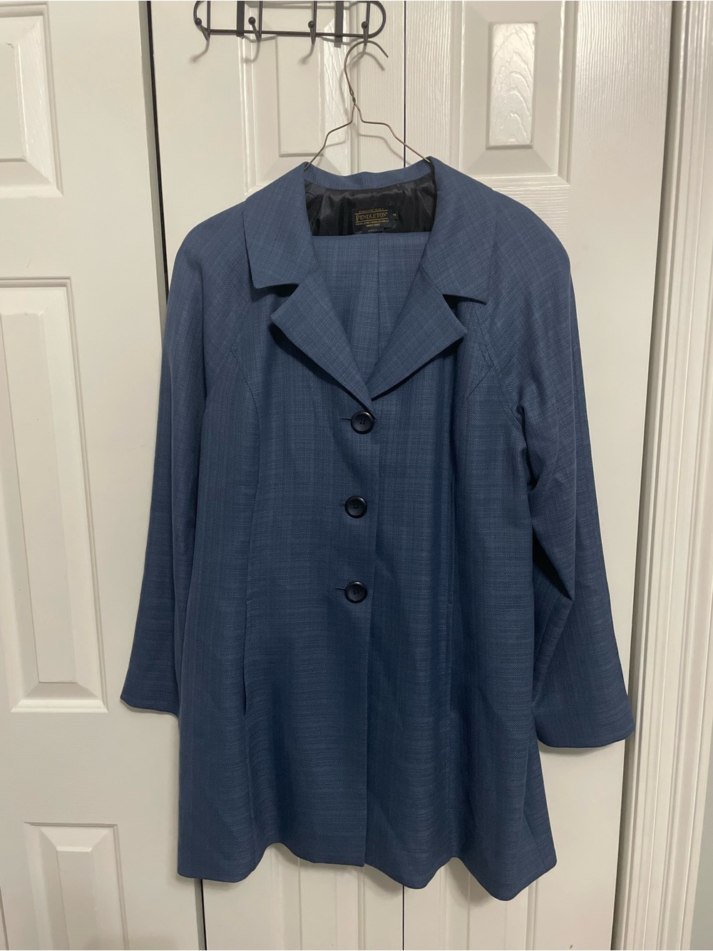 Pendleton Blue Single-Breasted Women's Blazer Jacket With Pants
